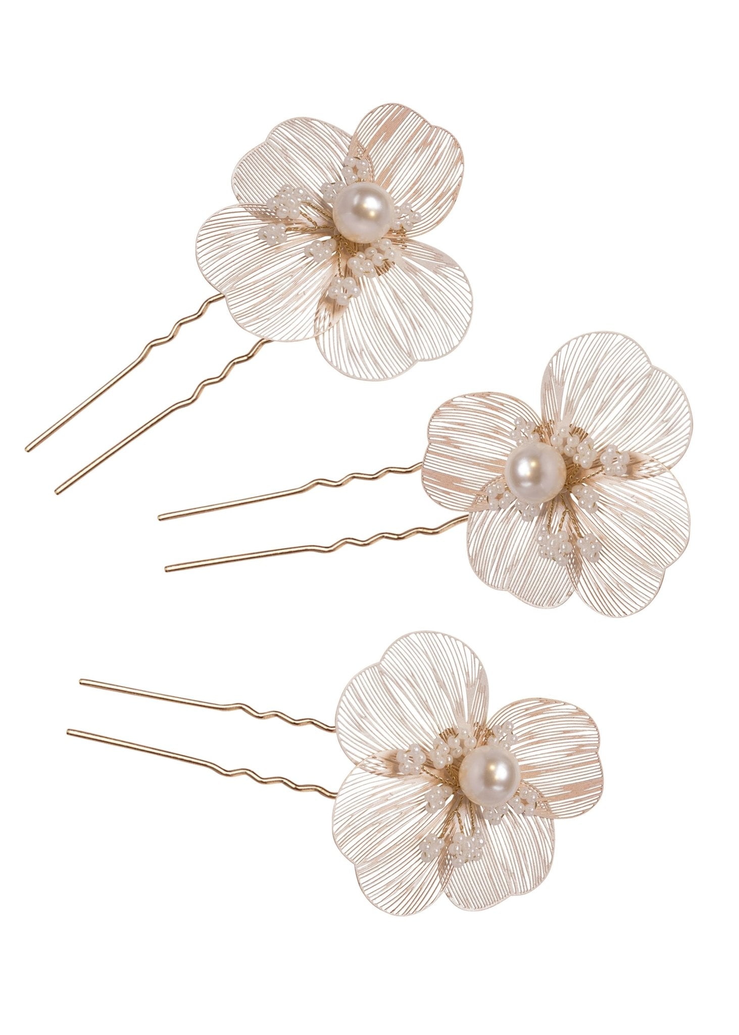 Elizabeth Bower Orchid Braut Haarnadeln Gold Blumen