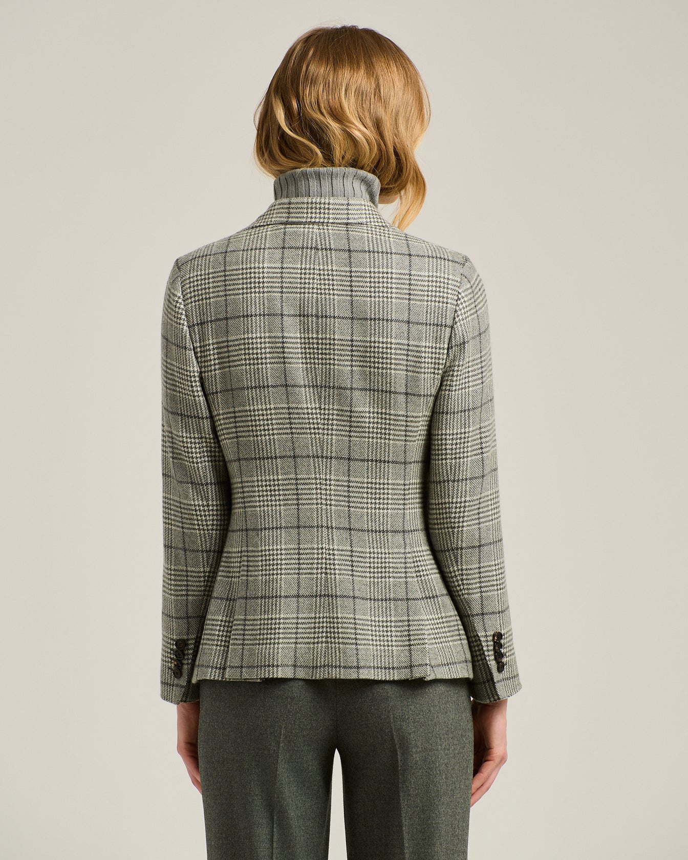 Kiton Prince of Wales Kaschmir Blazer Schwarz-Weiß Gr. 40