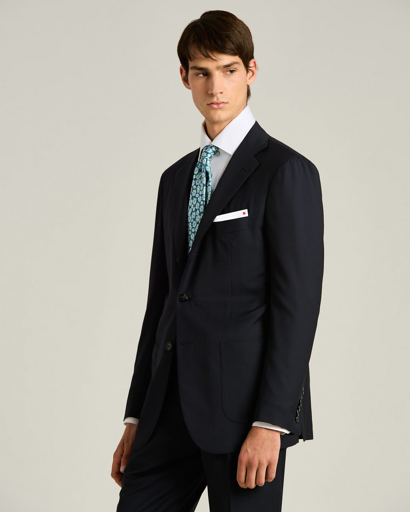 Kiton Ties Krawatte Seide Blau Grün Micro-Floral TU