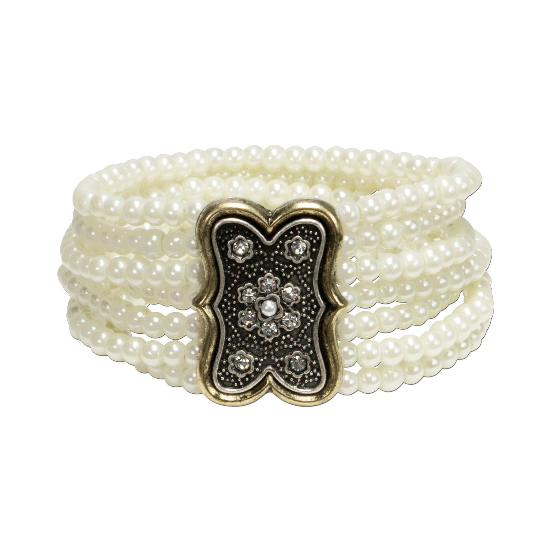 Alpenflüstern DAHEIM Minna DAB046 Perlen-Trachten-Armband schwarz-creme
