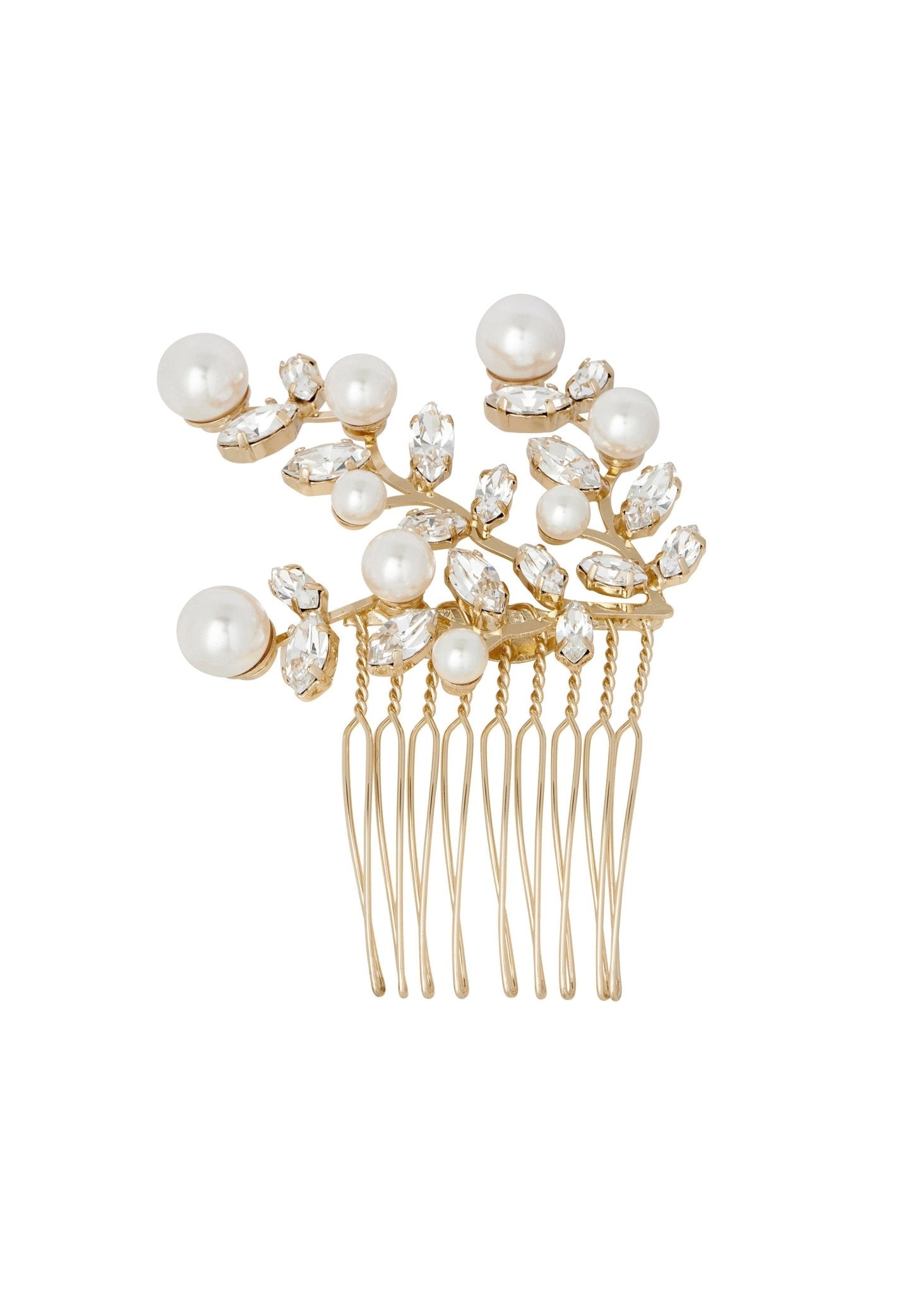 Elizabeth Bower Evie Crystal Pearl Braut Haarkamm Rhodium