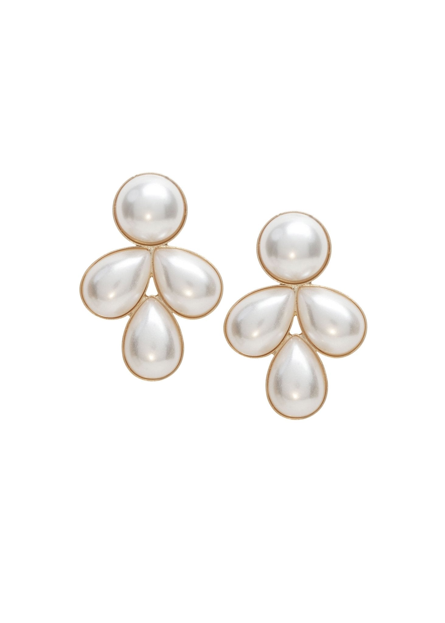 Elizabeth Bower Audrey Droplet Ohrstecker Perle Rhodium