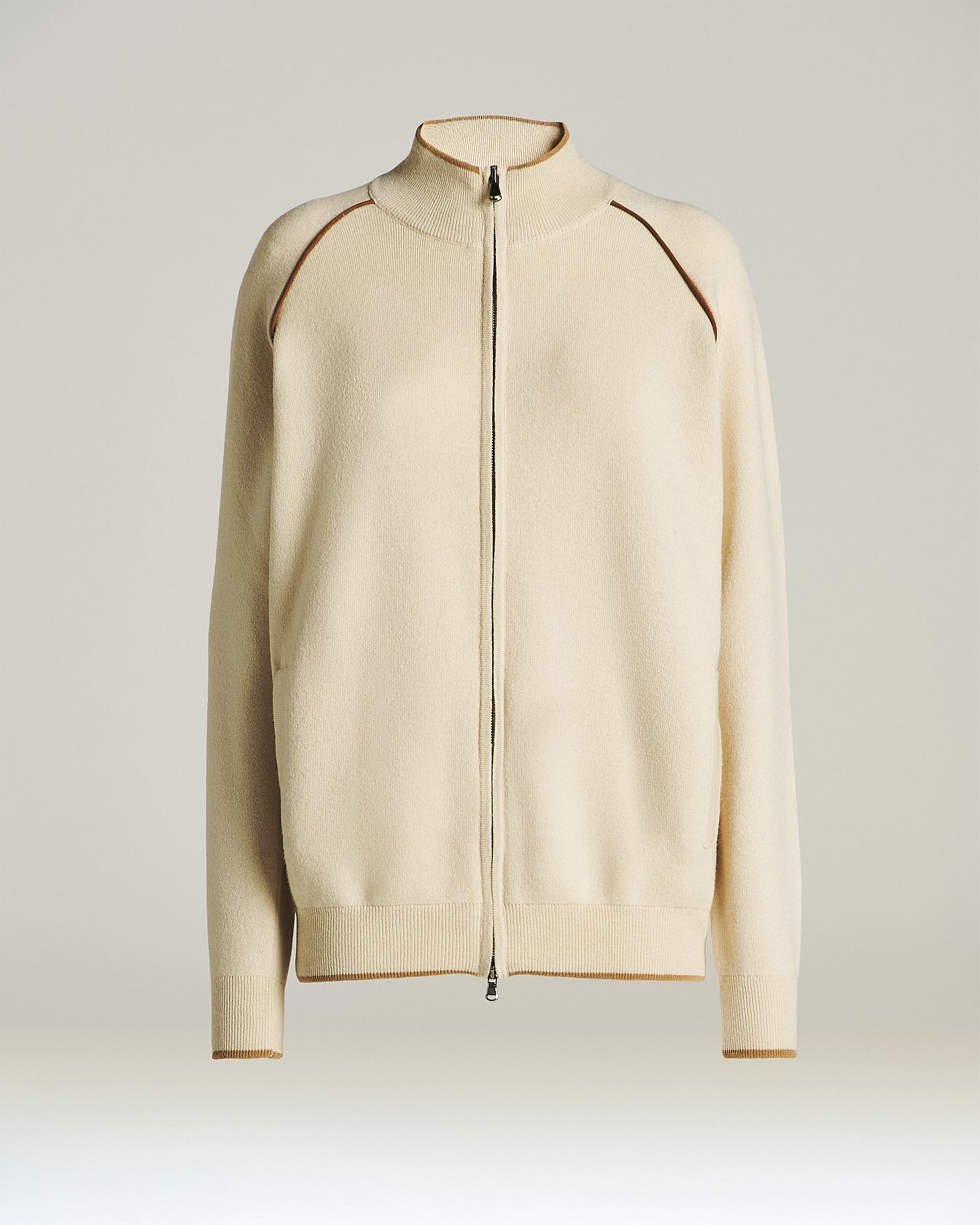 Kiton Cream Wool Sweatshirt Strickjacke creme Wolle Kaschmir
