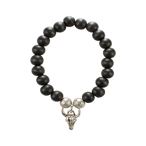 Alpenflüstern DAHEIM Holzperlen-Armband Stierkopf schwarz