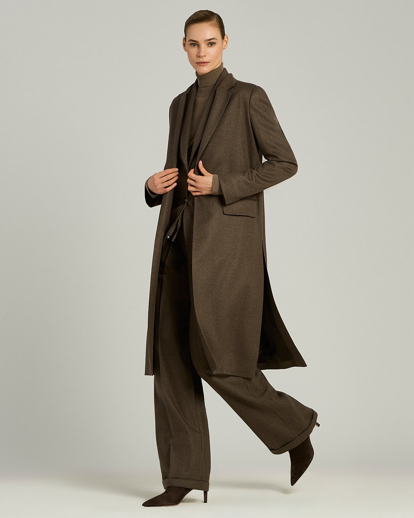 Kiton Outerwear Taupe Cashmere Mantel Kaschmir Gürtel