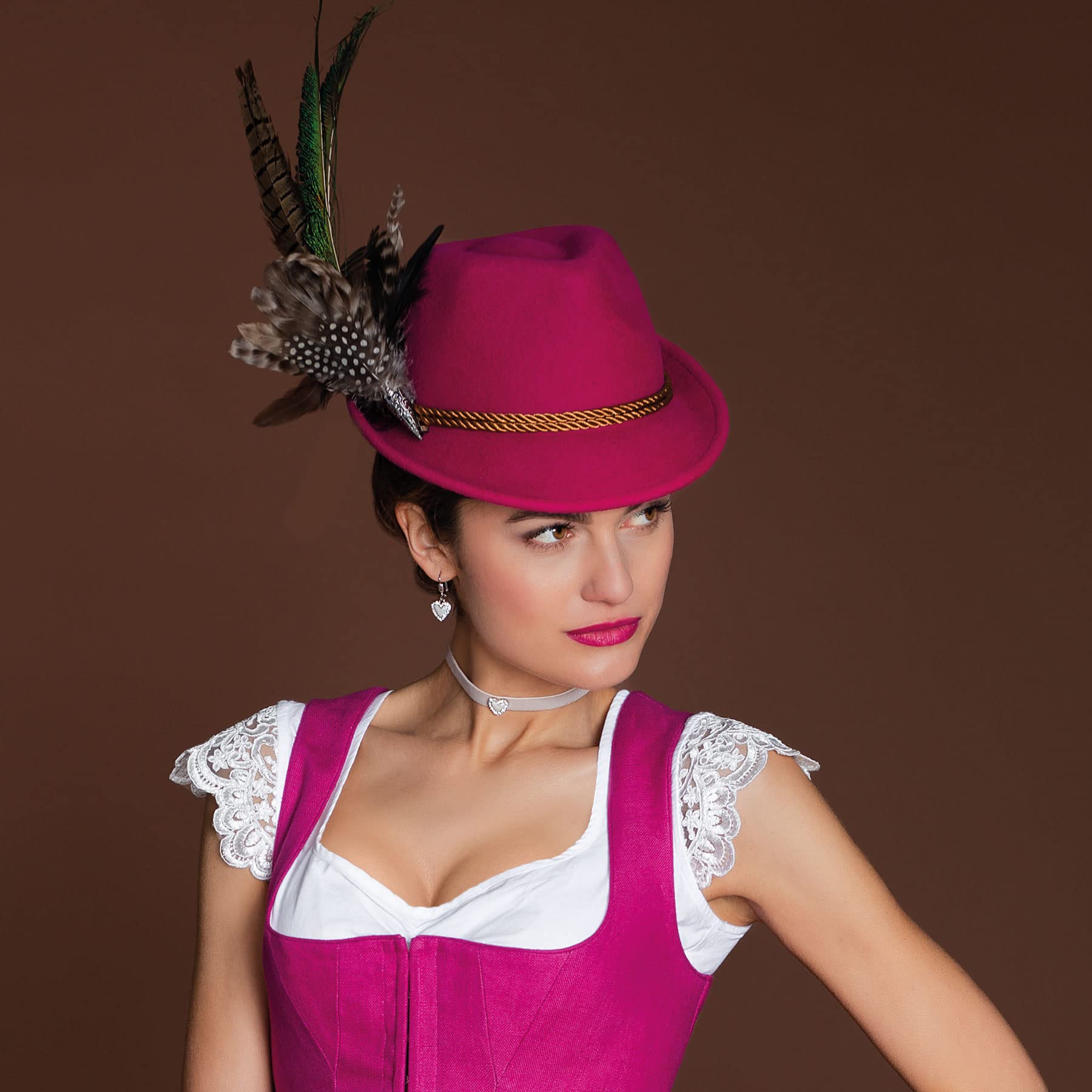 Alpenflüstern DAHEIM Hilde Filzhut Trachtenhut pink-Fuchsia