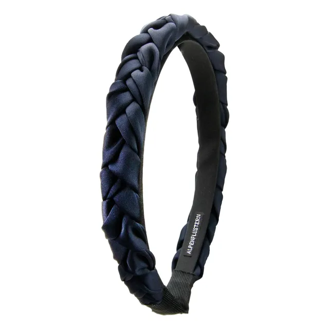 Alpenflüstern DAHEIM ADV164 Haarreif Satin blau Flechtoptik schmal