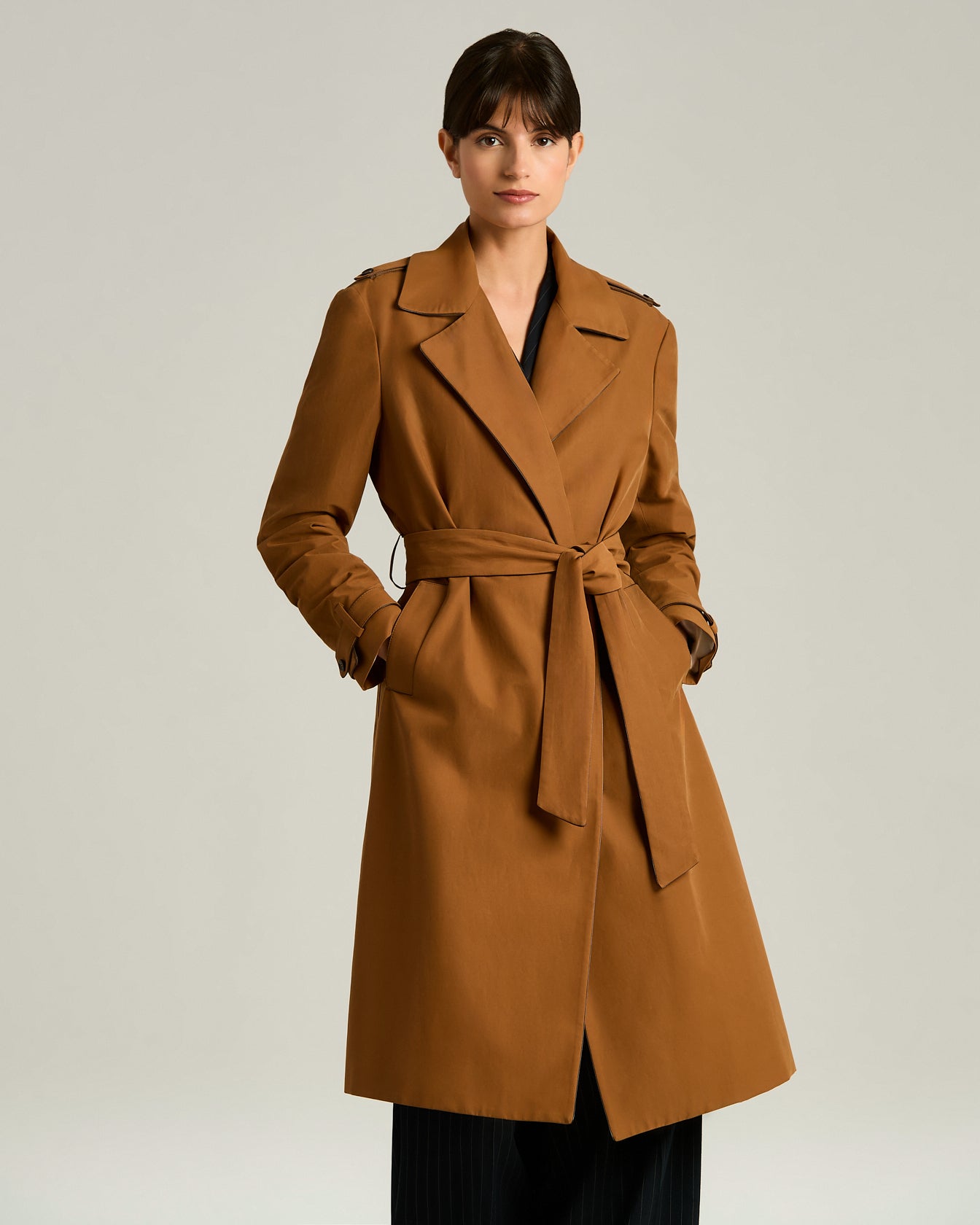Kiton Tailored Cotton Leather Trenchcoat Trenchcoat mit Gürtel