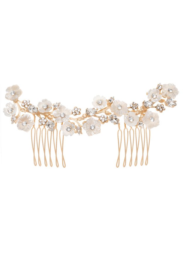 Elizabeth Bower Florum Garland Comb Haarkamm Gold Perlmutt