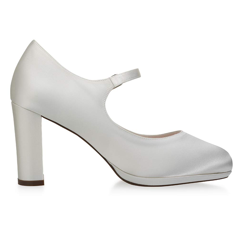 Rainbow Club Timeless Delina Mary Jane Ivory Satin 8 cm Block