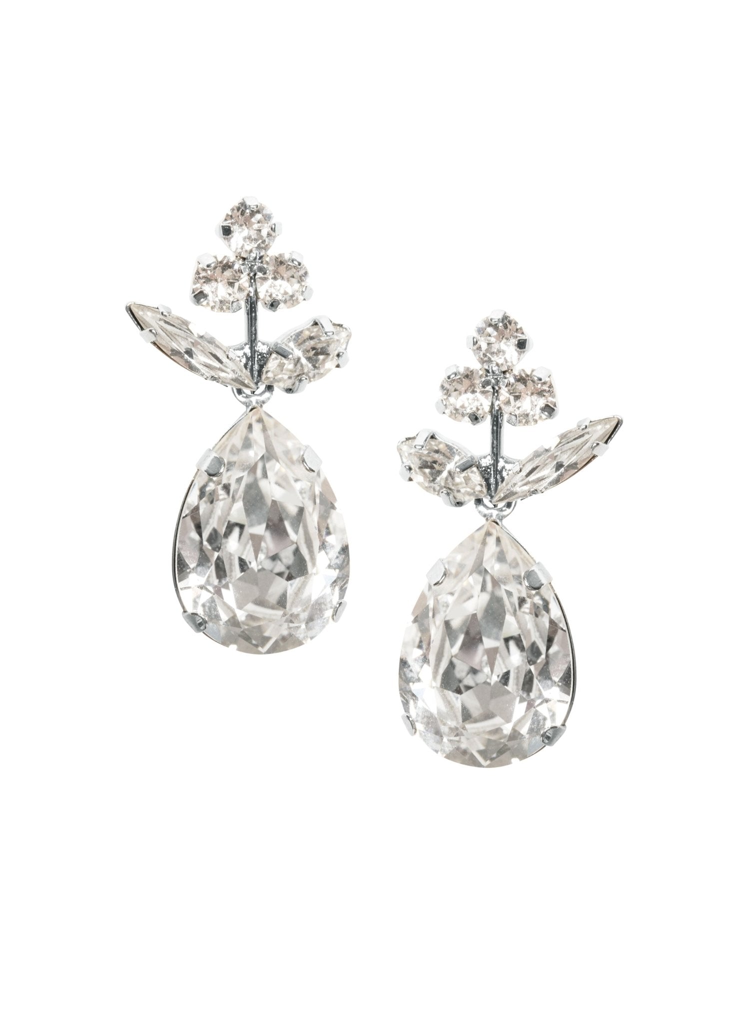 Elizabeth Bower Classic Bud Kristall Ohrringe Rhodium