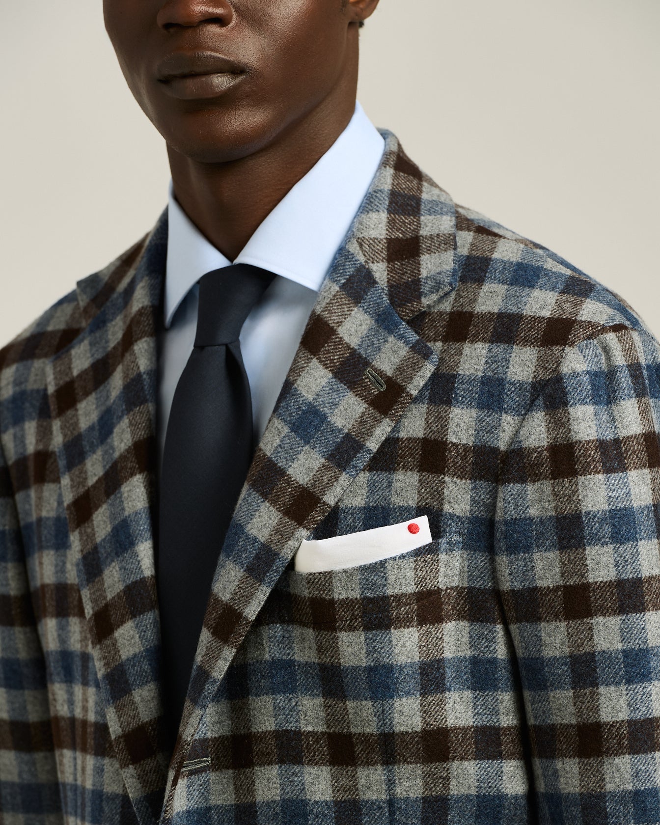 Kiton Jackets Karo Sakko Kaschmir Gr. 52 Einreiher