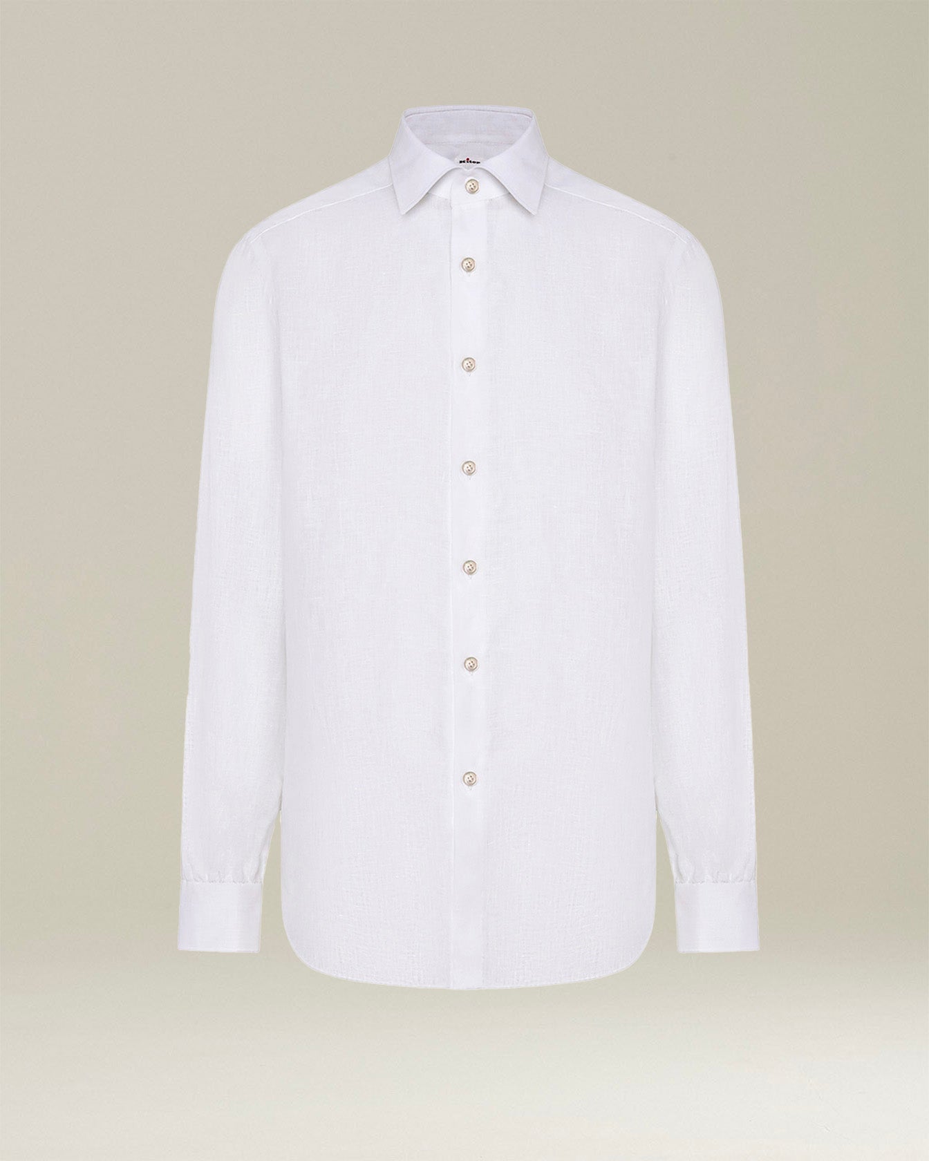 Kiton Linen Leinen Hemd Herren Weiß Perlmutt