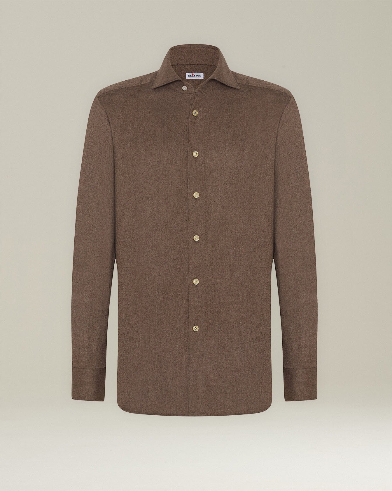 Kiton Shirts Monochrome Flannel Hemd Baumwolle Uni