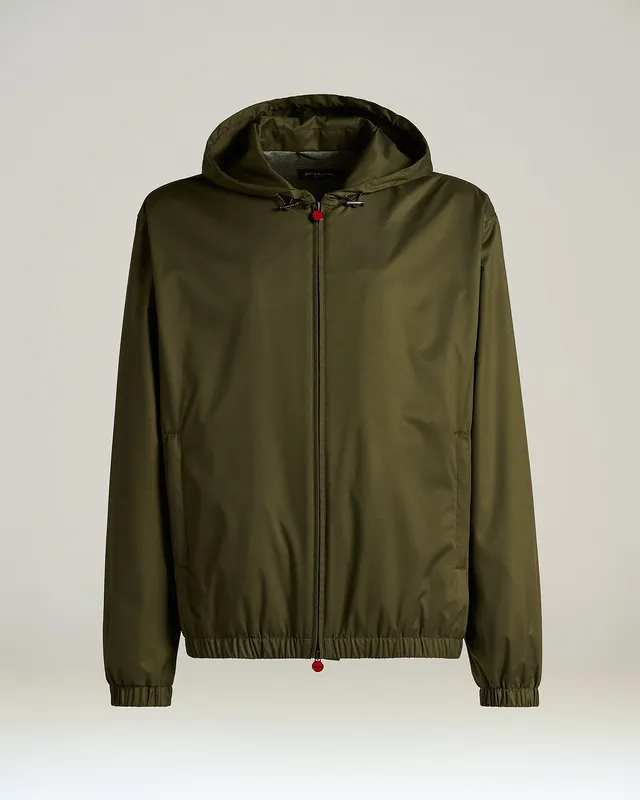Kiton Outerwear Green Technical Jacke Kapuze Gr.50