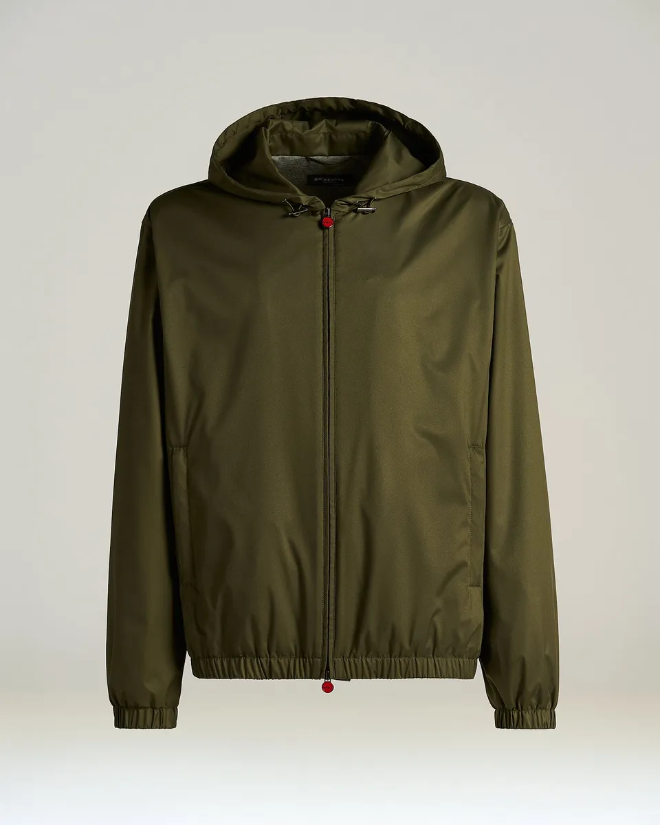 Kiton Outerwear Green Technical Jacke Kapuze Gr.50