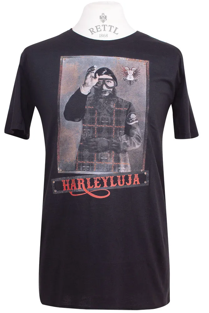 Rettl Men Harleyluja T-Shirt Herren Baumwolle Schwarz