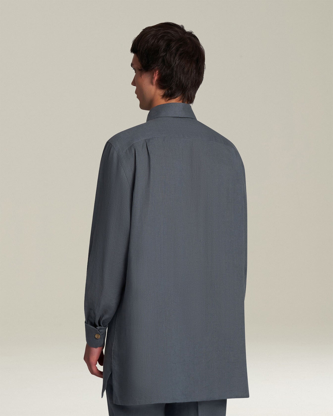 Kiton Shirts AAL Shirt Sport Overshirt Leinen Dunkelgrau