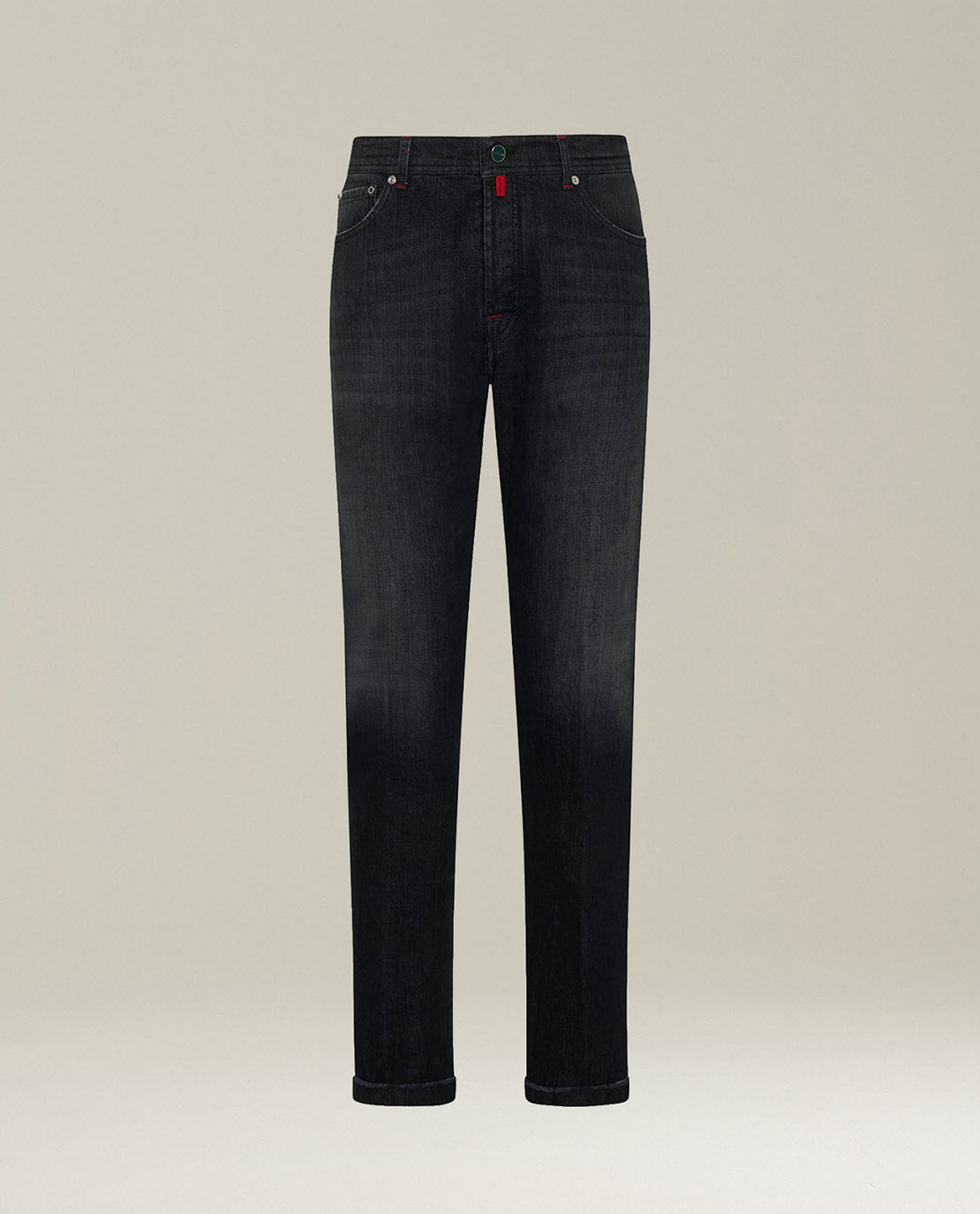 Kiton Jeans Five-Pocket washed black Gr. 33 Stretch tapered