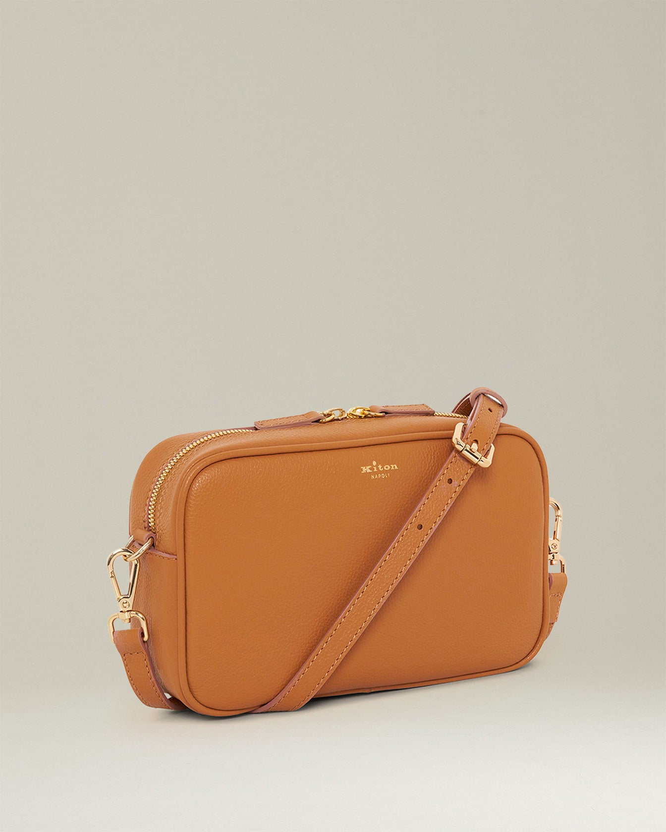 Kiton Bags BIG Umhängetasche Camel Kalbsleder