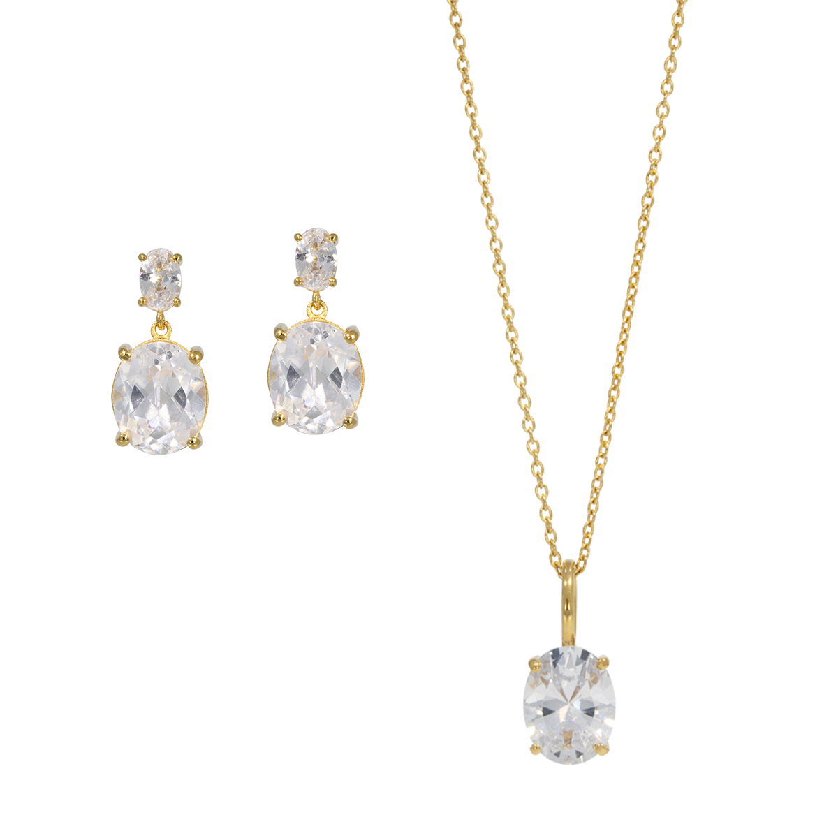 Juvelan Evelyn Hazel Schmuckset Kristall Silber Kette Ohrringe