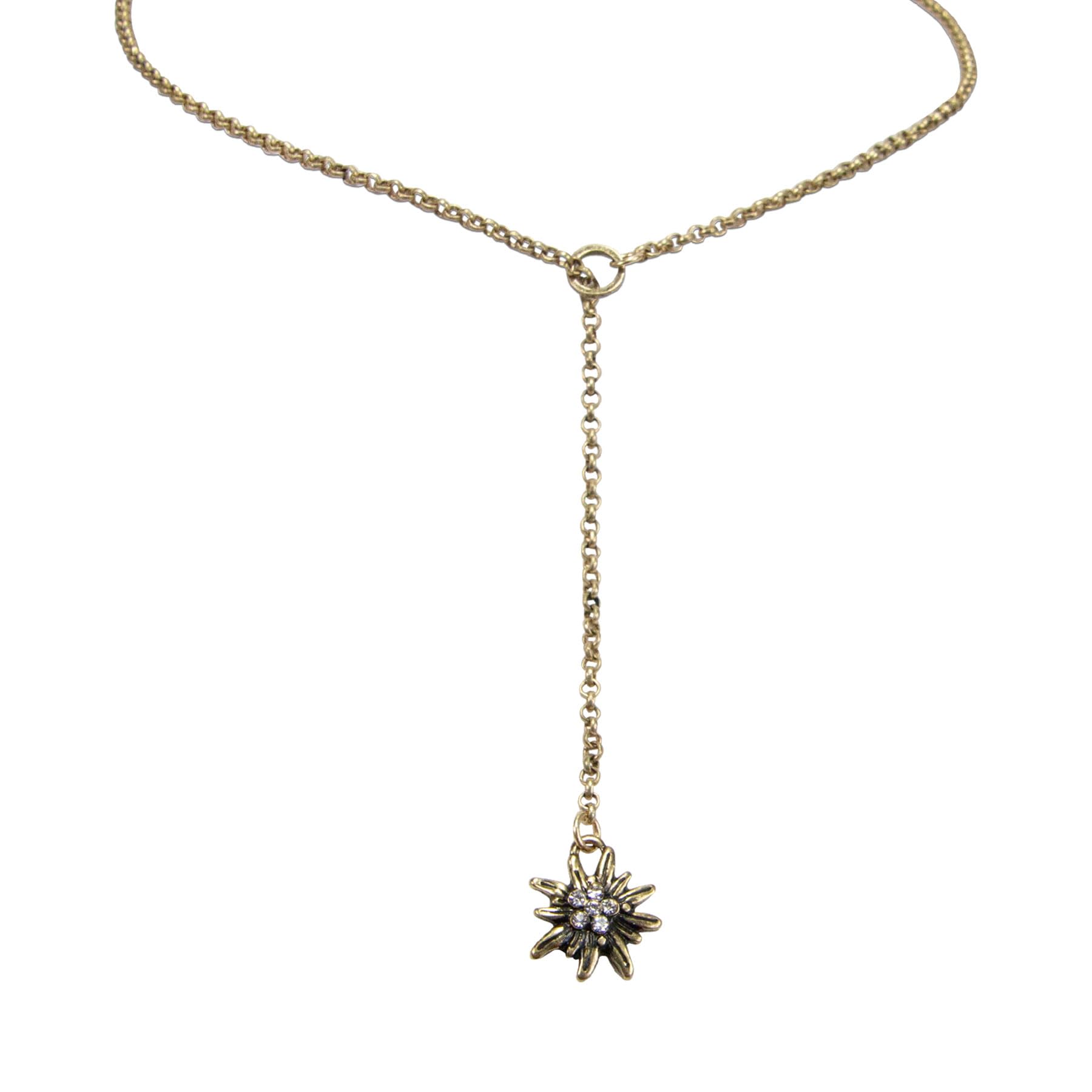 Alpenflüstern DAHEIM Y-Halskette DHK232 Strass-Edelweiß Dirndlkette