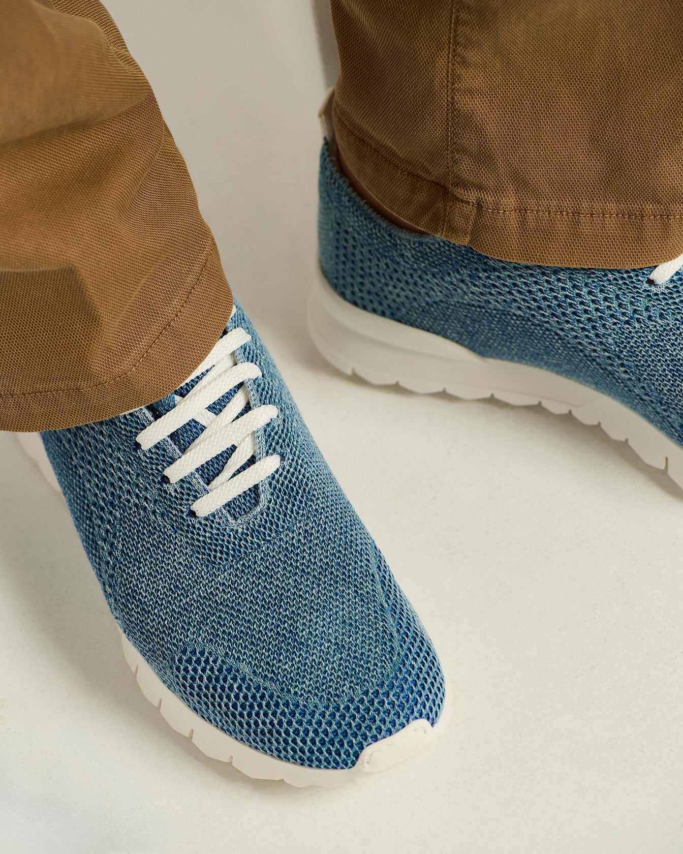 Kiton Fits Sneaker Baumwolle Denim-Blau 42