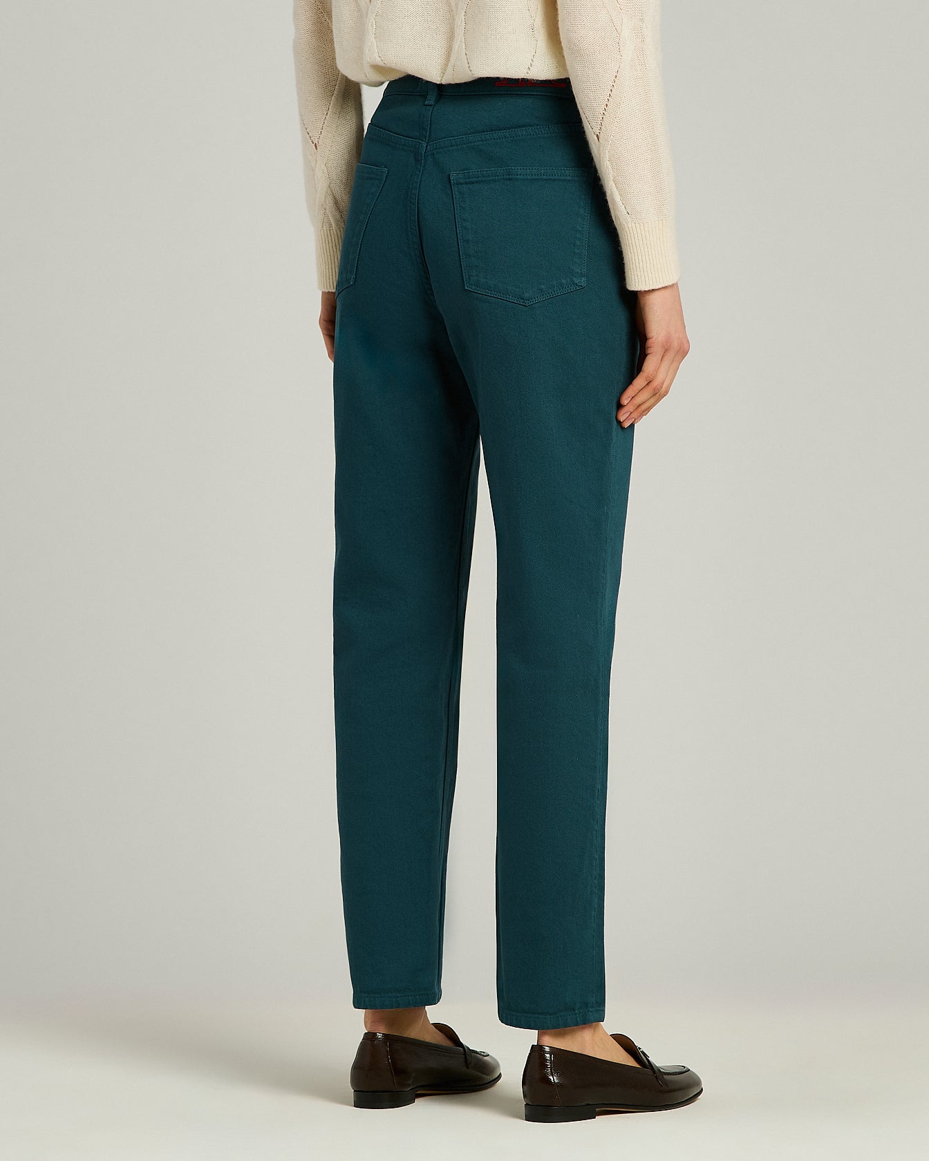Kiton Jeans Stretch Petrolgrün 5-Pocket Größe 40