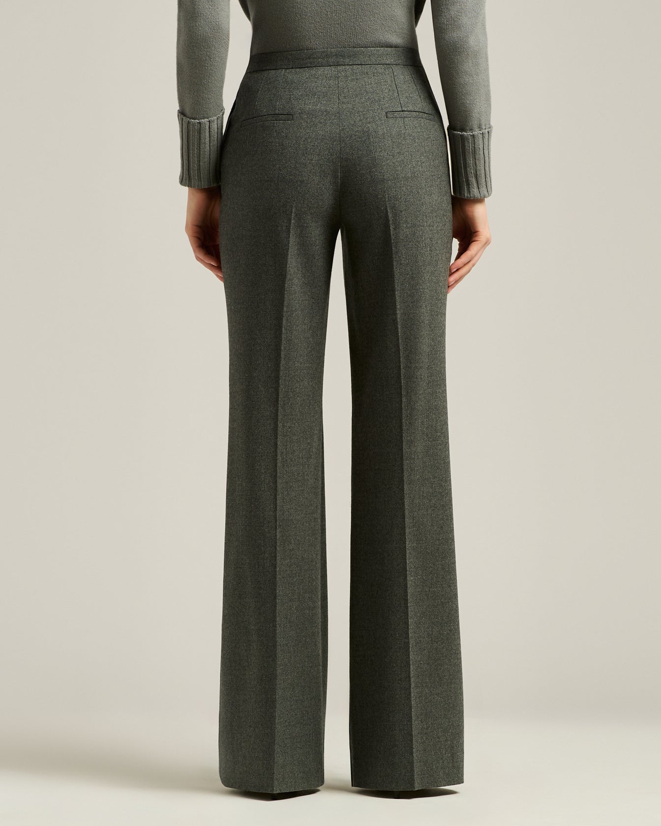 Kiton Trousers Stoffhose grau Gr. 44 Virgin-Wolle Wide-Leg