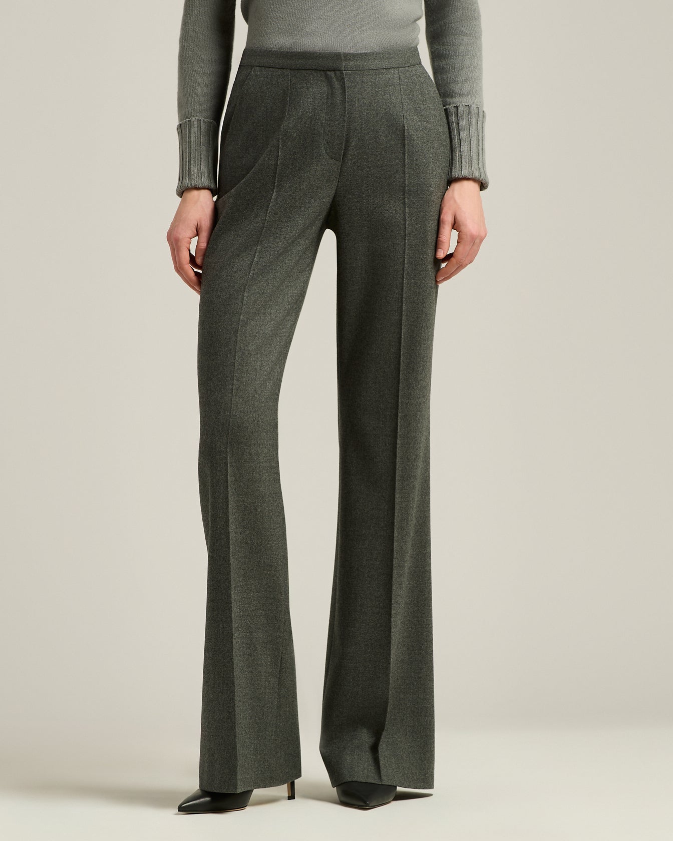 Kiton Trousers Stoffhose grau Gr. 44 Virgin-Wolle Wide-Leg