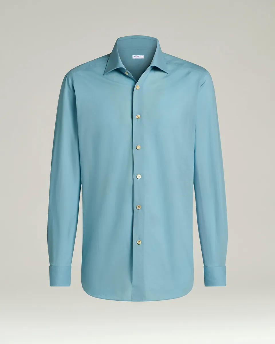Kiton Shirts Cotton Shirt Sky Blue Hemd Hellblau Baumwolle