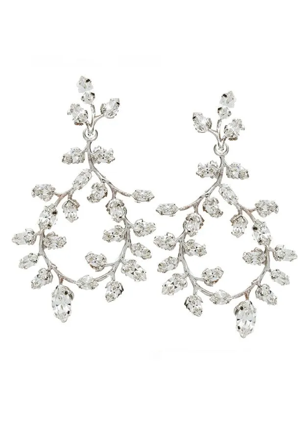 Elizabeth Bower Vine Kronleuchter-Ohrringe Rhodium Kristall