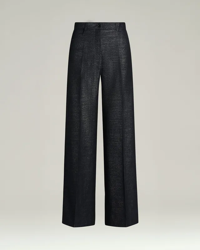 Kiton Stoffhose Wolle blau weit mit Bügelfalte Gr. 40