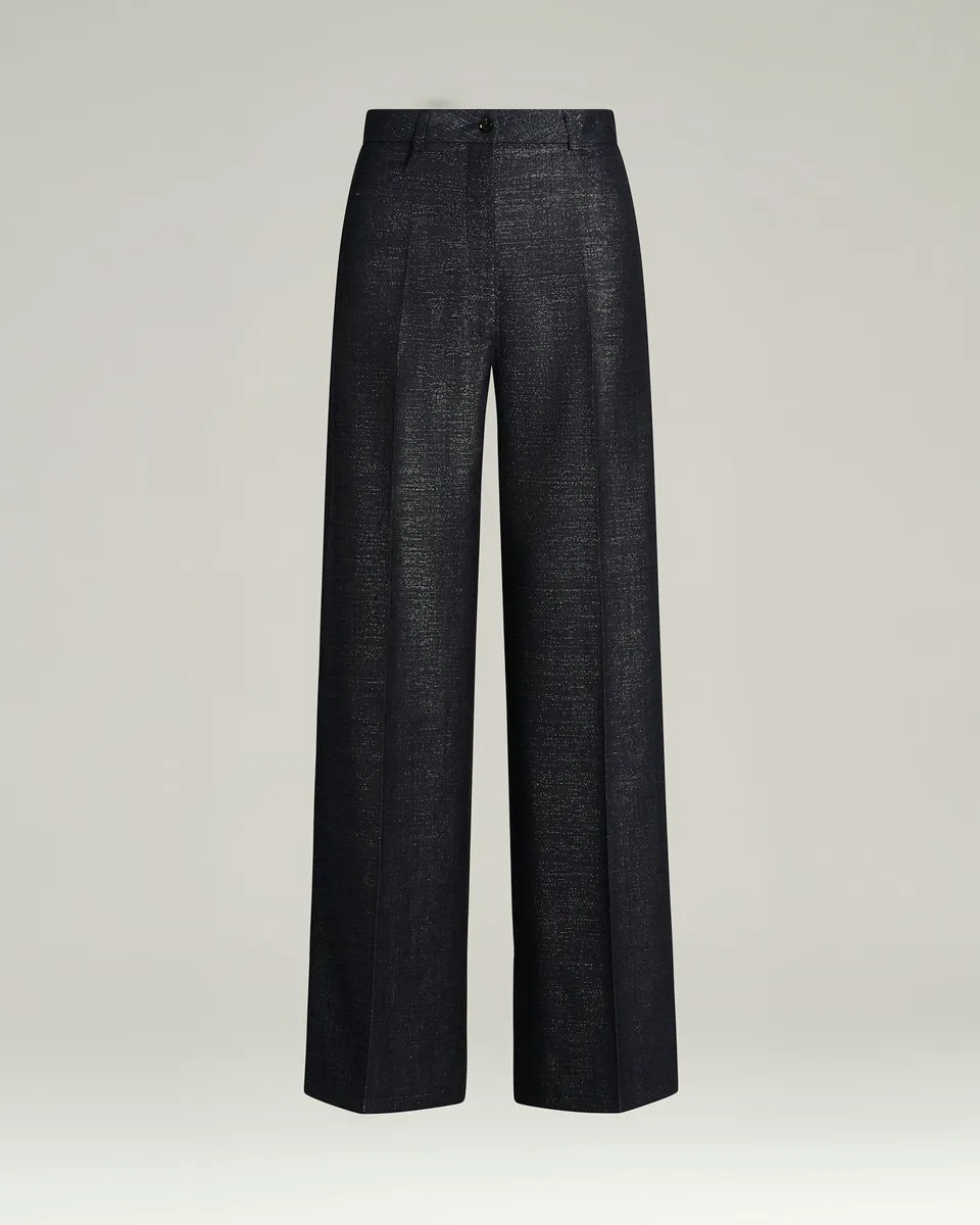 Kiton Stoffhose Wolle blau weit mit Bügelfalte Gr. 40