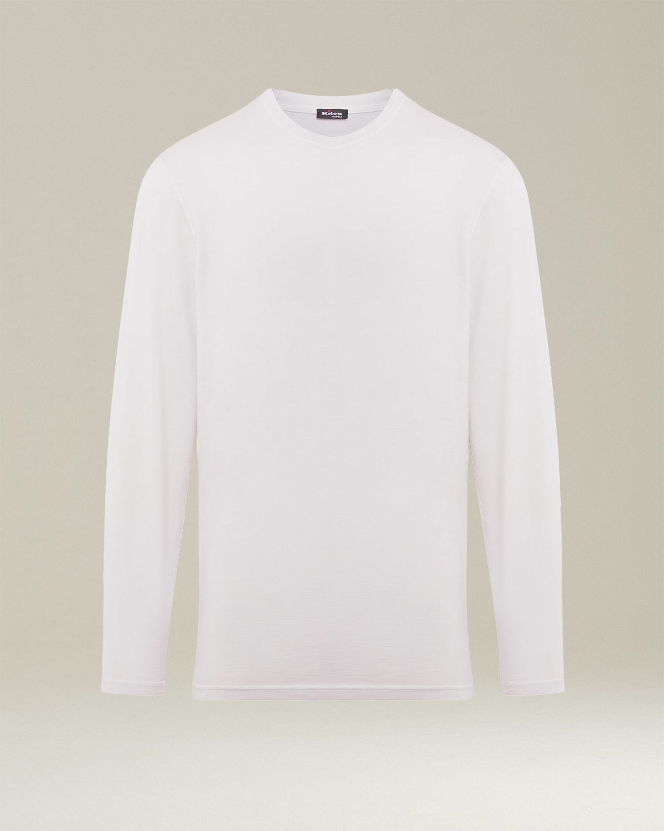 Kiton Polo T-Shirt Langarm Baumwolle Kaschmir Weiß M