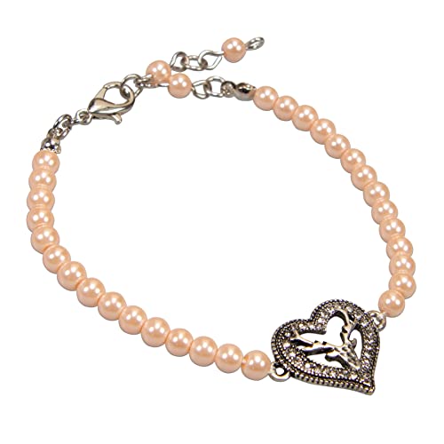 Alpenflüstern DAHEIM DAB075 Perlenarmband Strassherz-Hirsch antik-silber