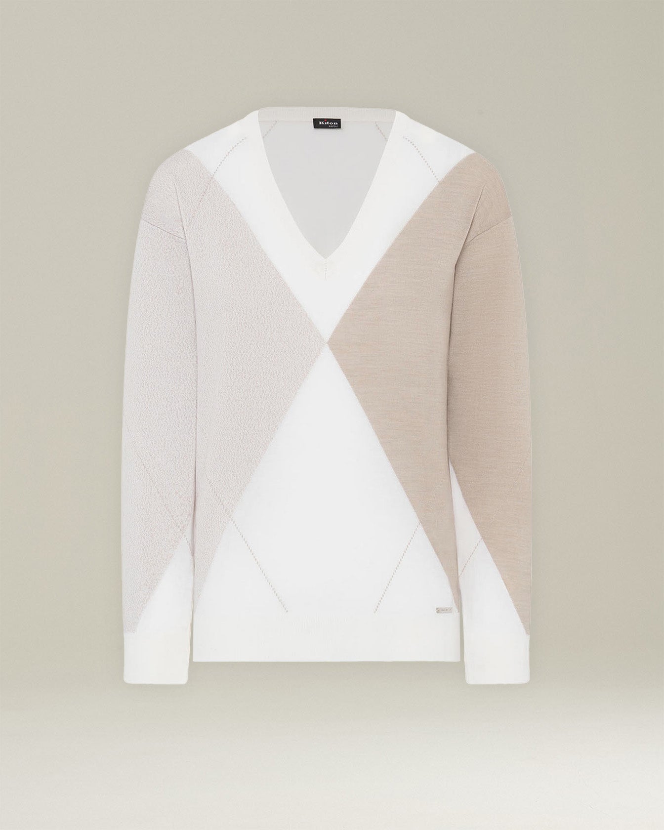 Kiton Knitwear V-Pullover Wolle Seide geometrisch Gr 36-48