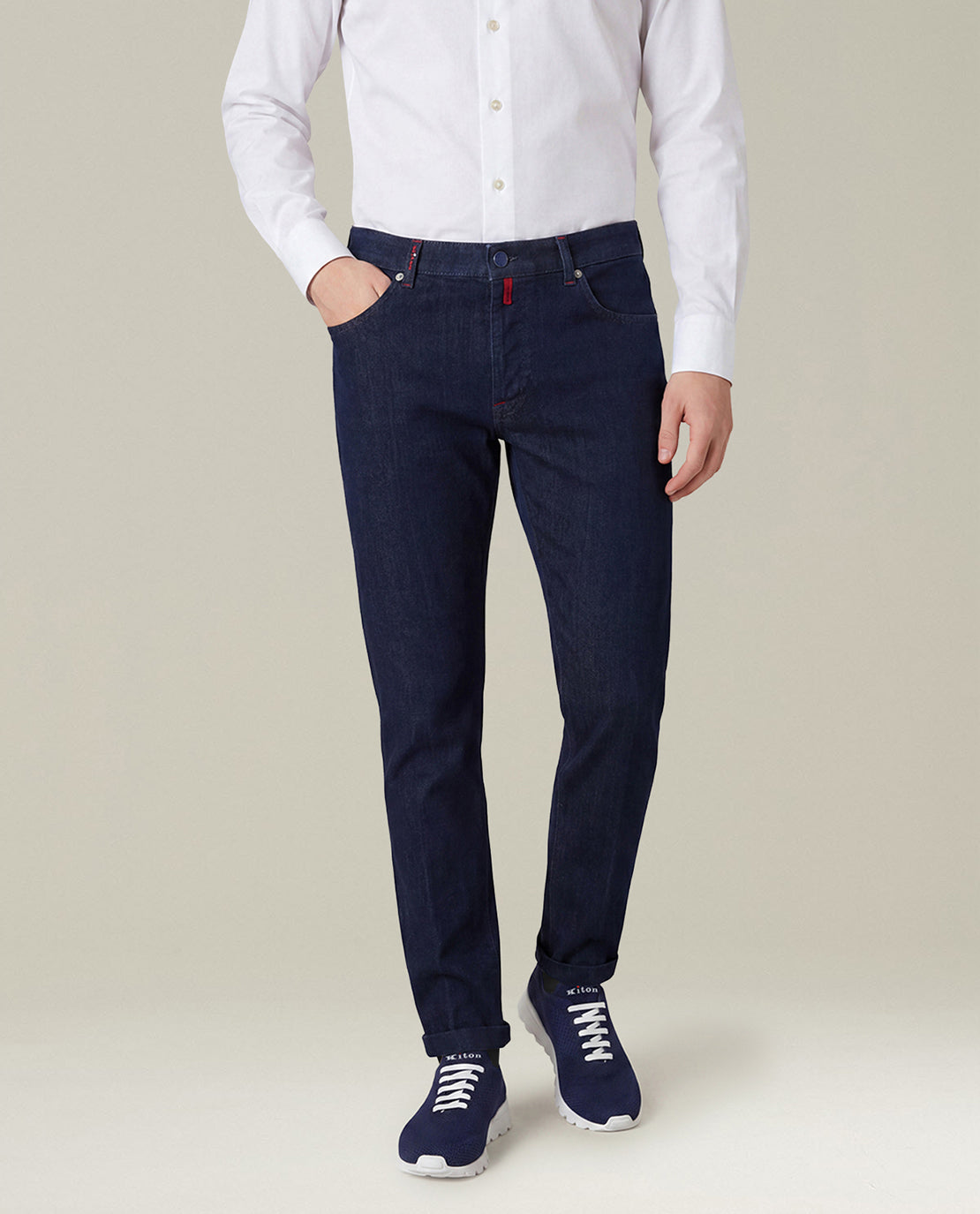 Kiton Jeans Dark Blue Stretch Five-Pocket Dunkelblau