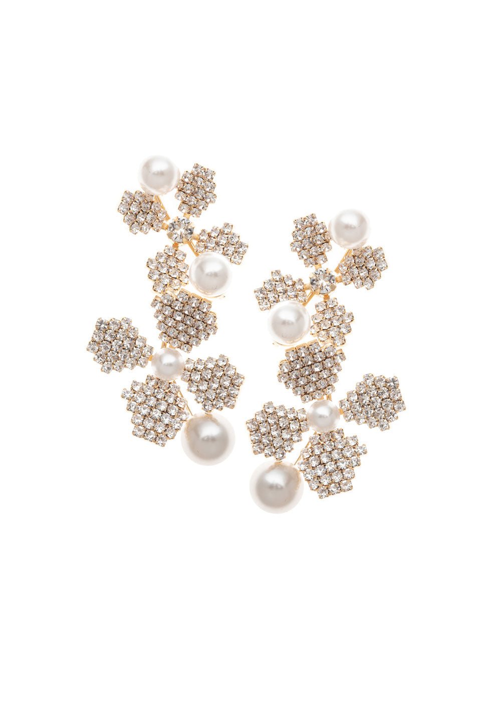 Elizabeth Bower June Pearl Floral Ohrringe Rhodium Tropfen