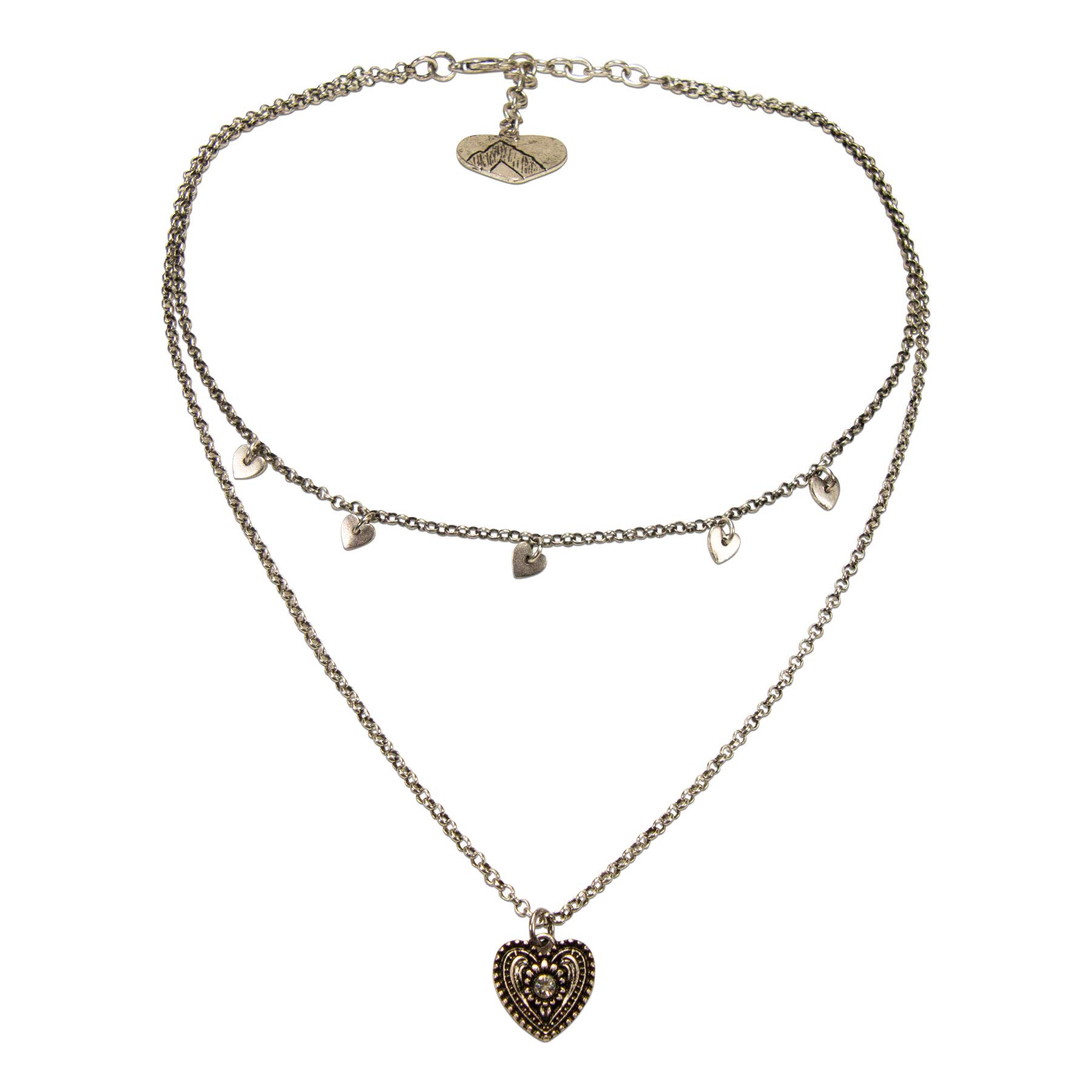 Alpenflüstern DAHEIM SET055 Trachtenschmuck-Set antik-silber Strass-Herz