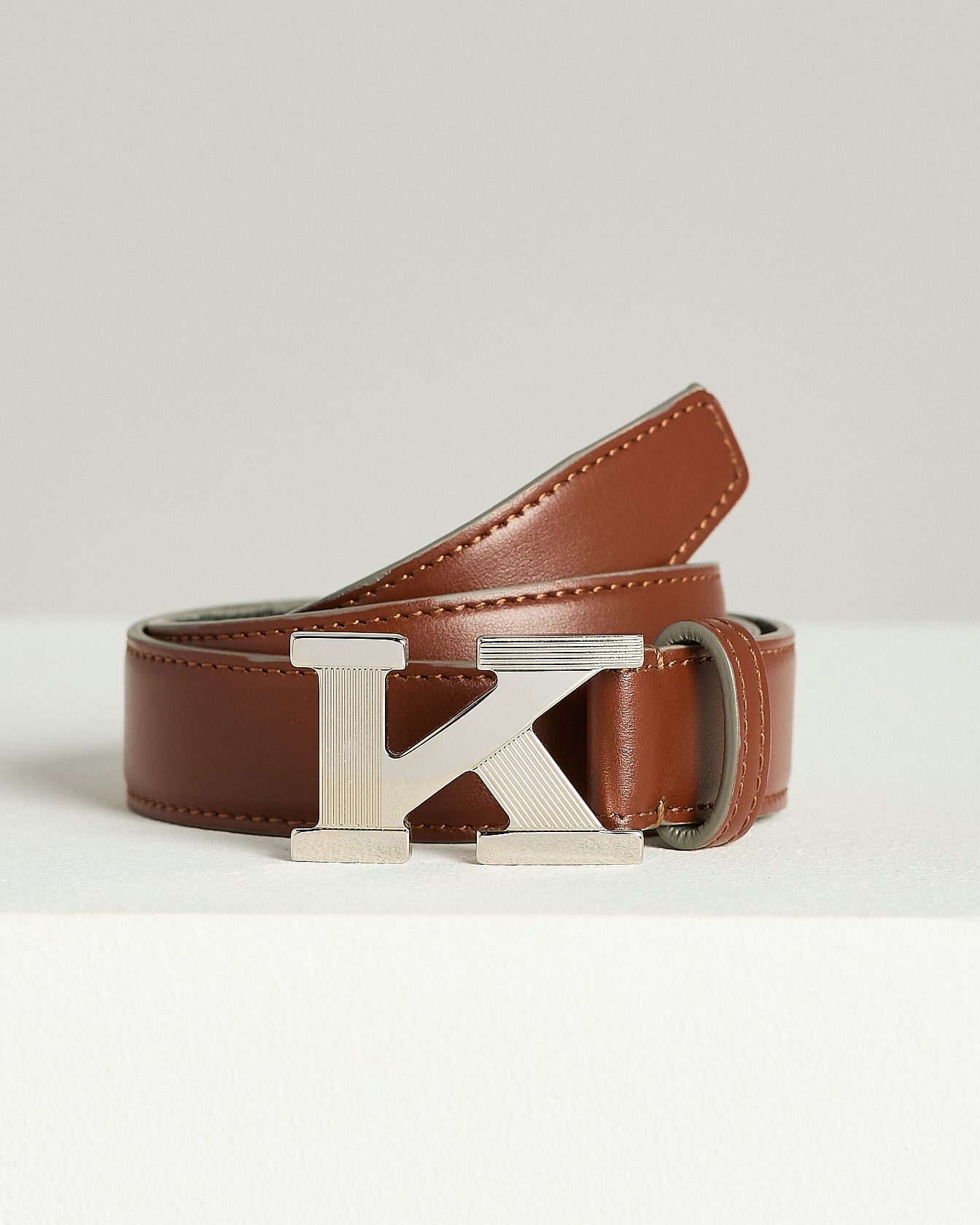 Kiton Ledergürtel dunkelbraun Monogramm Schnalle 75-125