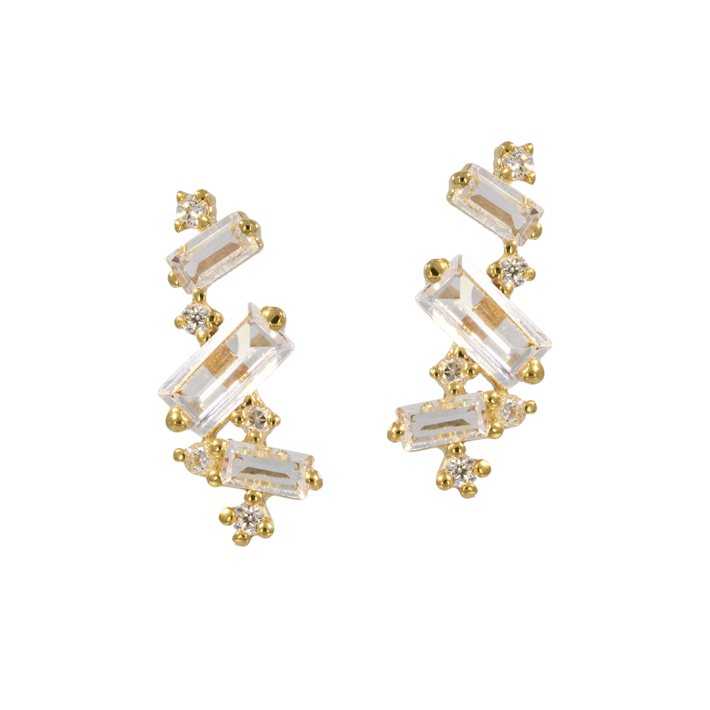 Juvelan Creativity Ohrstecker Baguette Kristall Silber 1,5 cm