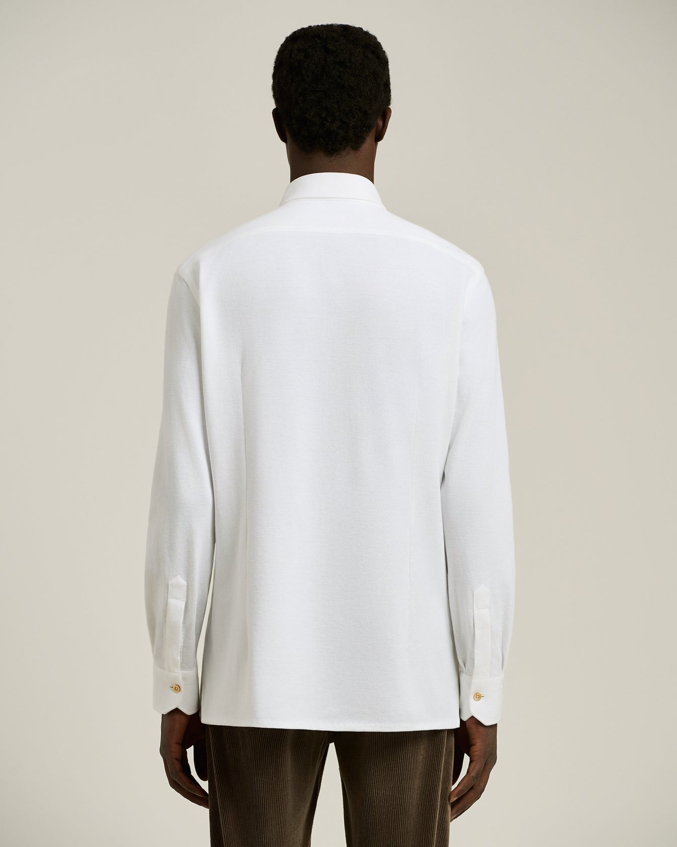 Kiton Nerano Shirt Jerseyhemd Weiß Baumwolle Druckknopf
