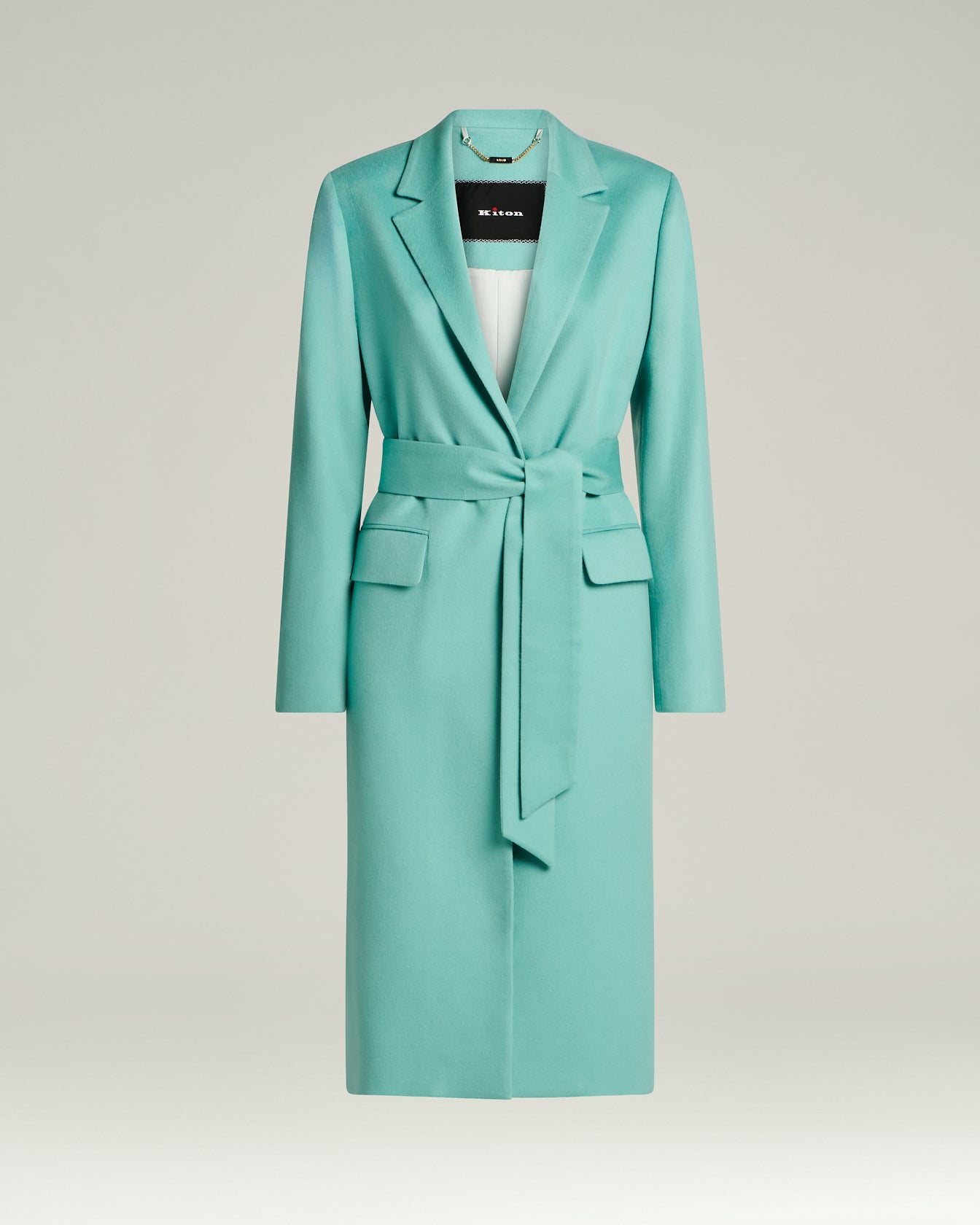 Kiton Outerwear Mantel Kaschmir Türkis Größe 46
