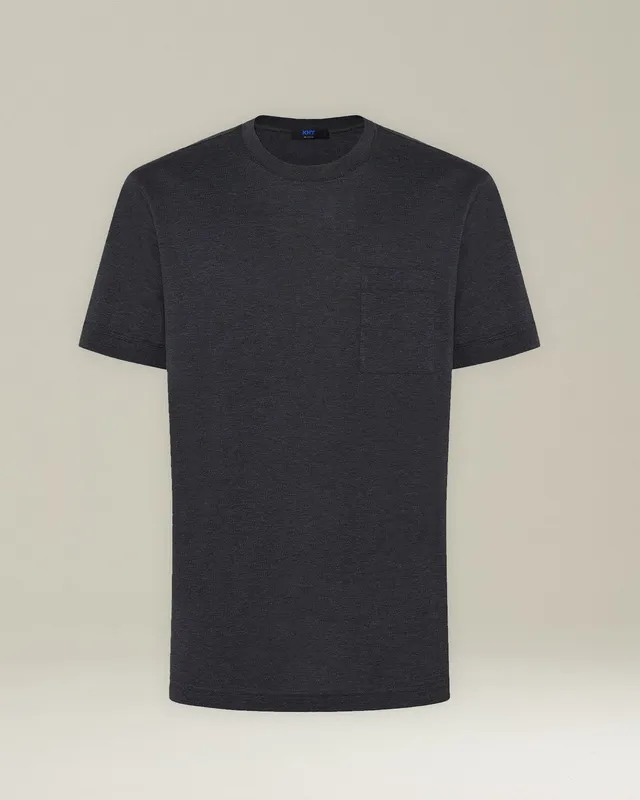 Kiton T-Shirts Jersey T-Shirt Brusttasche Wolle Seide