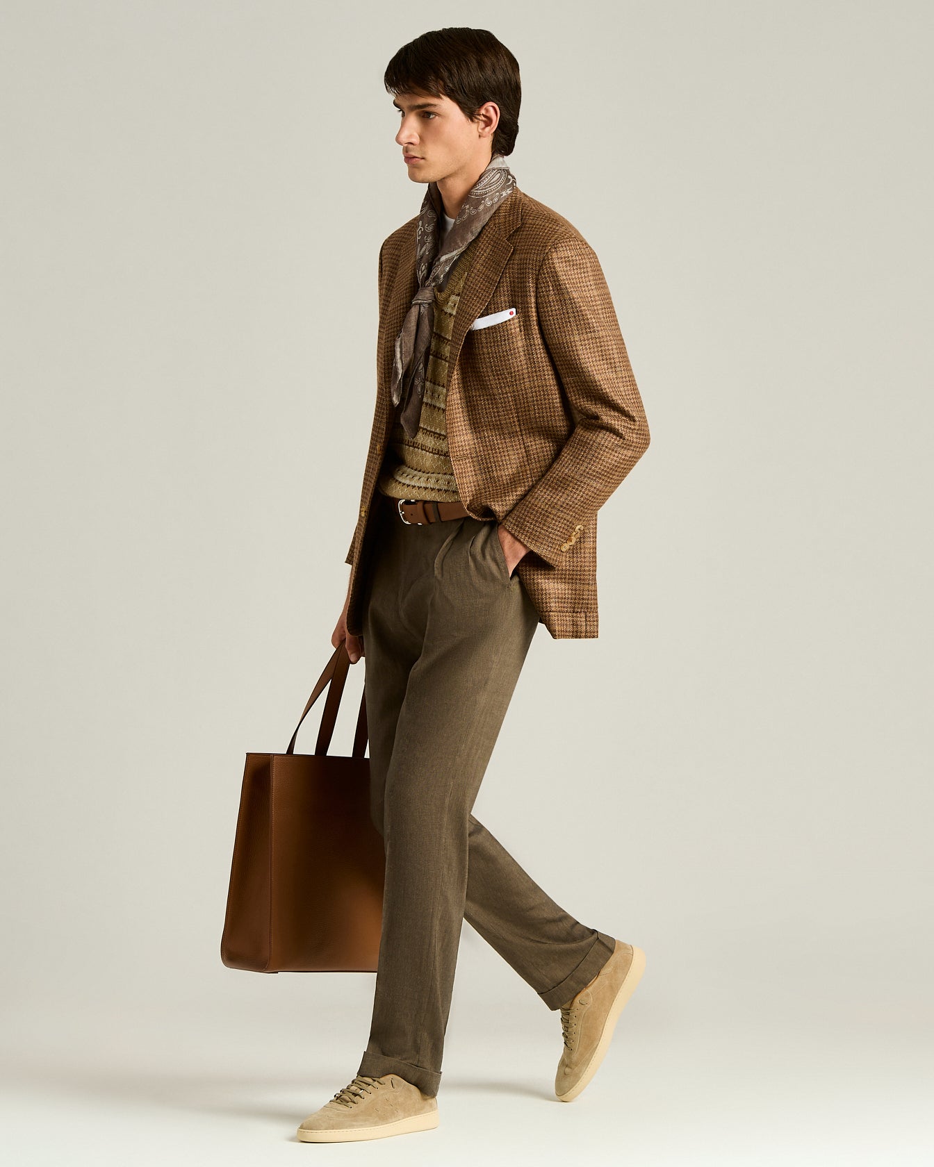 Kiton Tailored Hose Leinen Wolle Bundfalte