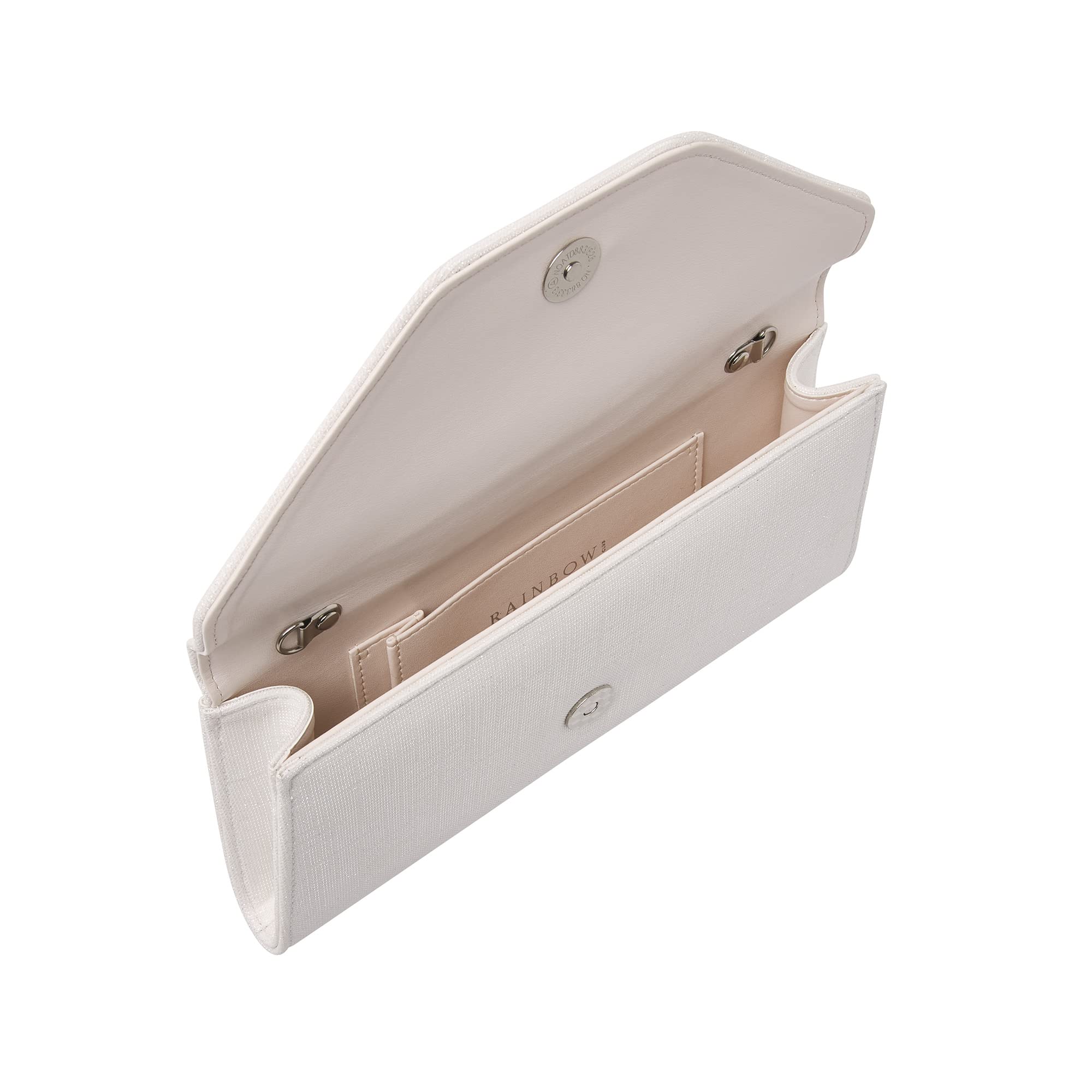 Rainbow Club Saskia Braut Clutch Off-White Metallic Kette
