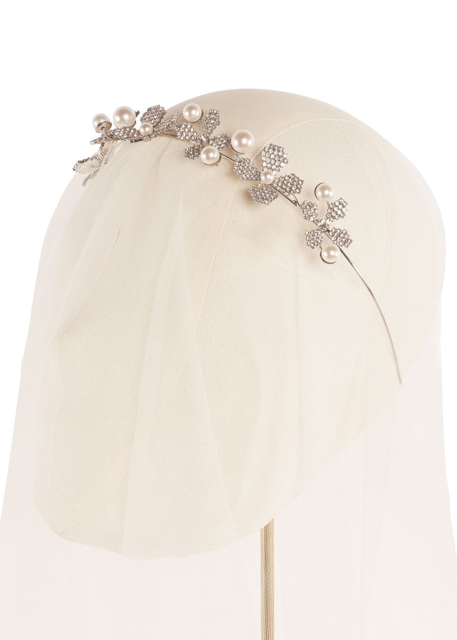 Elizabeth Bower June Pearl Crystal Haarband Rhodium 203 mm