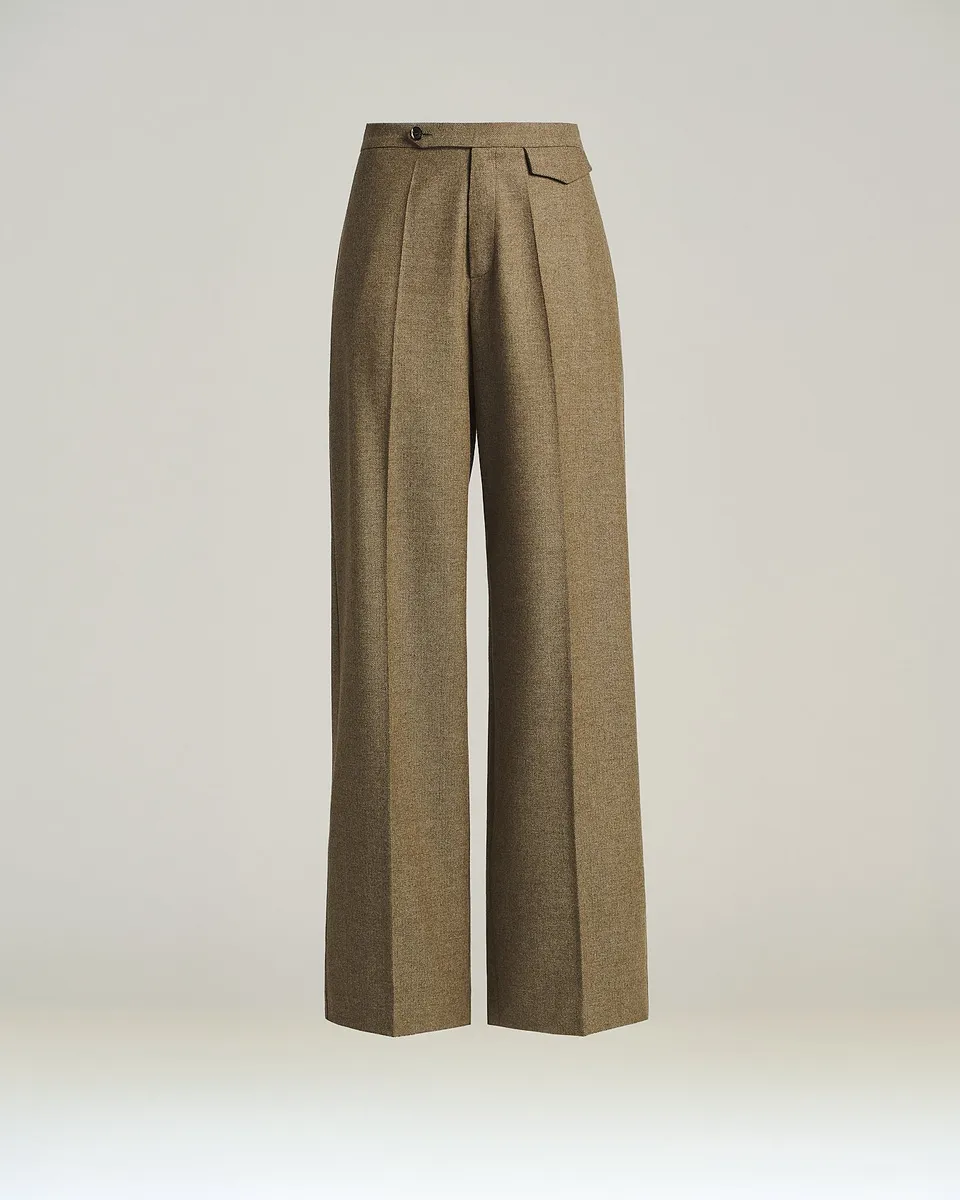 Kiton Hose Wolle-Kaschmir Fischgrat braun weit Gr.42