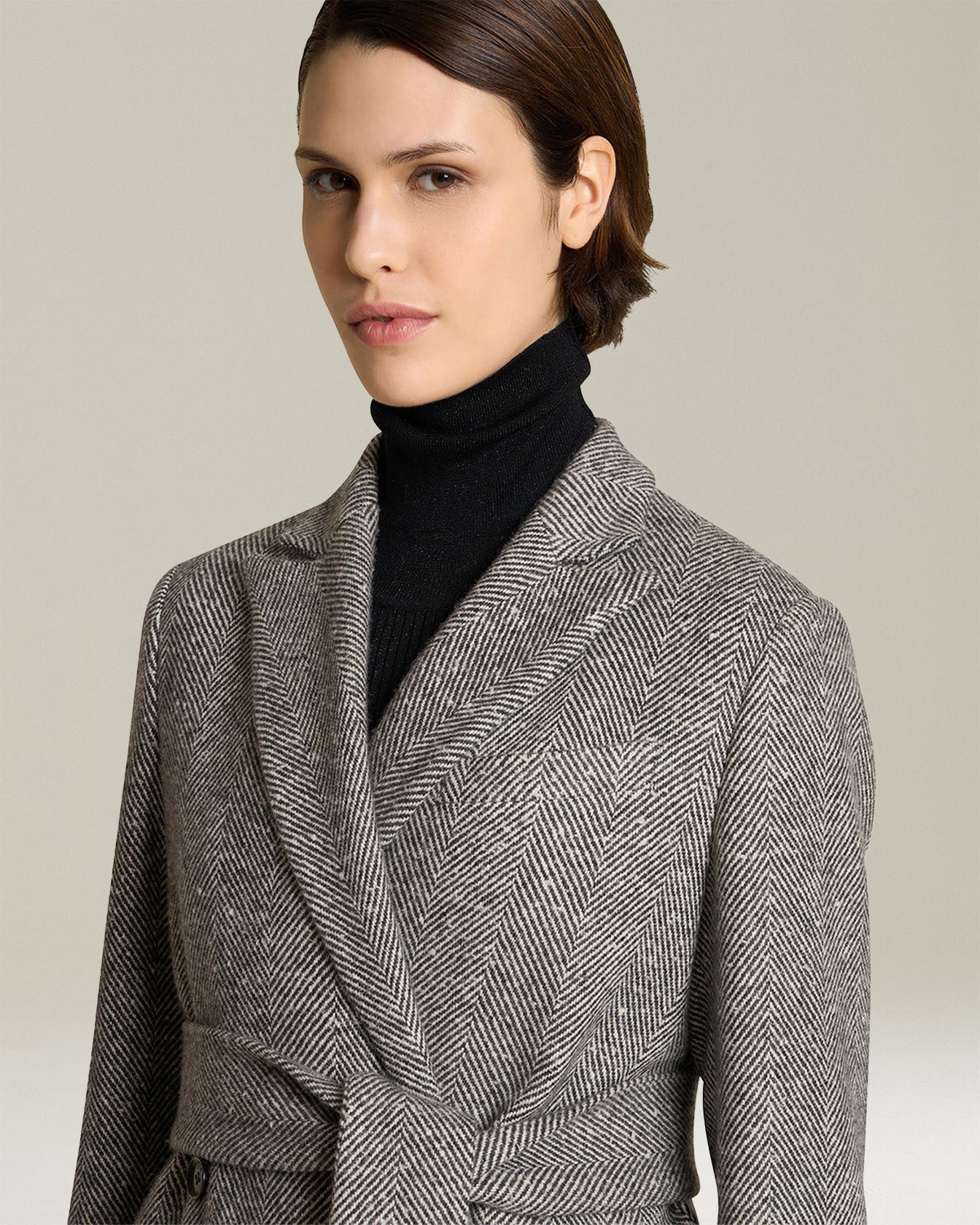 Kiton Outerwear Kaschmirmantel Fischgrat zweireihig